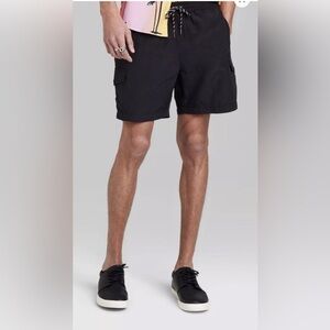 Men’s Woven Nylon Cargo Shorts Original Use Size XXL Black